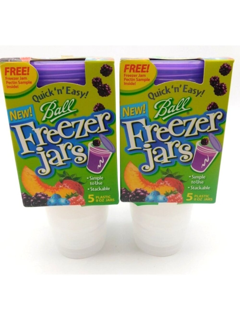 Ball Freezer Jars 8 Oz Plastic 2 Packs Of 5 Stackable Purple Twist On Lid 2005